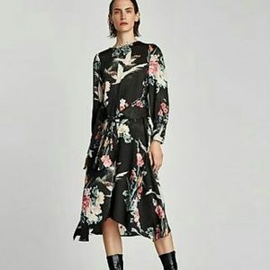 Zara women bird midi dress
